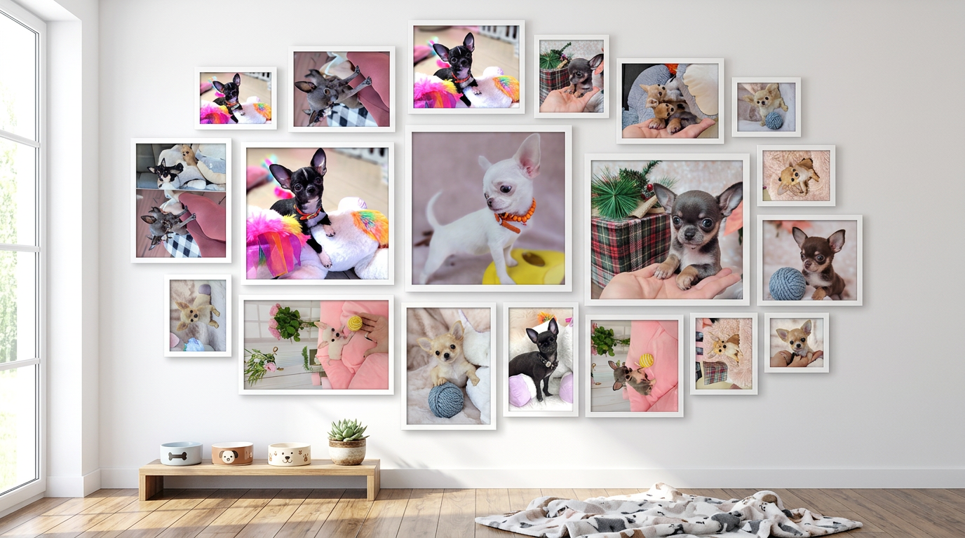 Puppy photo collage wall